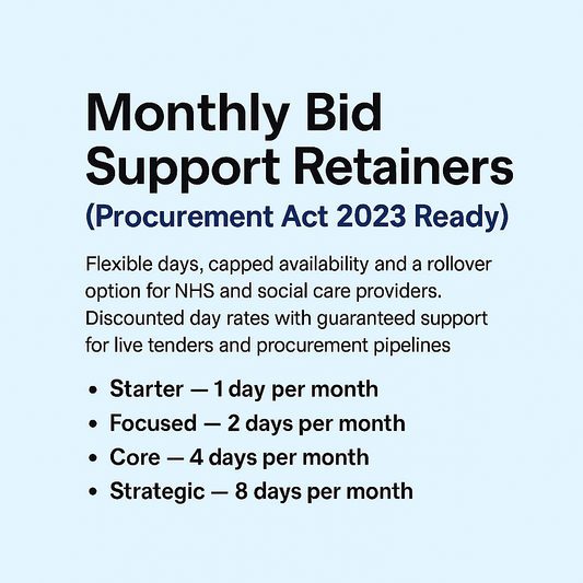 Monthly Bid (Tender) Writing Support Retainers (Procurement Act 2023 Ready)