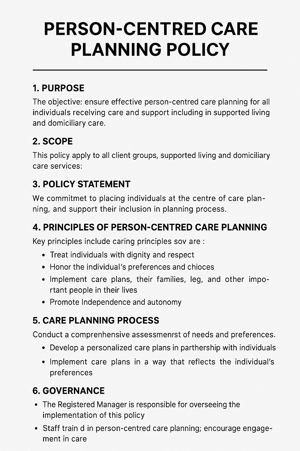 Person-Centred Care Planning Policy Template | CQC-Compliant & Editable - Impact Guru