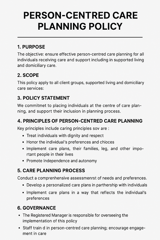 Person-Centred Care Planning Policy Template | CQC-Compliant & Editable - Impact Guru
